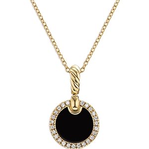 David Yurman Petite Dy Elements Pendant Necklace in 18K Yellow Gold with Black Onyx and Pave Diamonds- 4556007