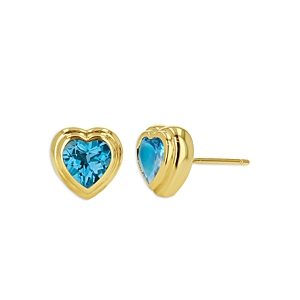 Rachel Reid 14K Yellow Gold Blue Topaz Heart Stud Earrings- 4702500