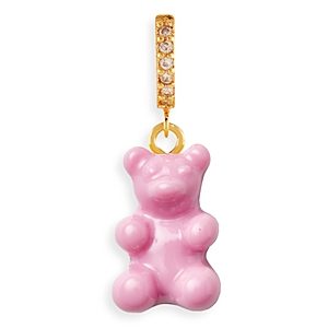 Crystal Haze Jewelry Nostalgia Pave Chain Pink Bear Single Drop Earring in 18K Gold Plated- 4465203