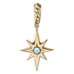 David Yurman Cable Collectibles North Star Birthstone Charm in 18K Yellow Gold with Aquamarine- 4002507