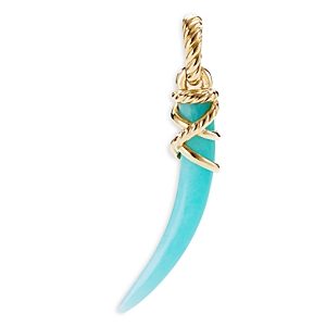 David Yurman 18K Yellow Gold Tusk Amulet with Amazonite- 3832728