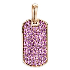 David Yurman 18K Rose Gold Tag Pendant with Pink Sapphires- 4002497
