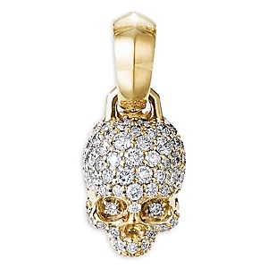 David Yurman 18K Yellow Gold Skull Charm with Diamonds- 4002495