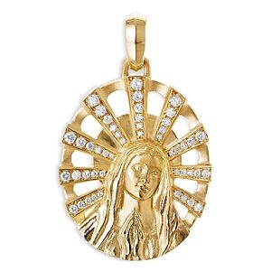 David Yurman 18K Yellow Gold Madonna Amulet with Diamonds- 4002493