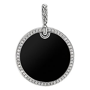 David Yurman Sterling Silver Dy Elements Disc Pendant with Black Onyx & Diamonds- 3856095