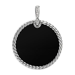 David Yurman Sterling Silver Dy Elements Black Onyx & Diamond Pendant- 3856130