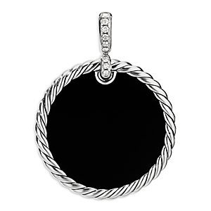 David Yurman Sterling Silver Dy Elements Disc Pendant with Black Onyx, Mother-of-Pearl & Diamonds- 3856094