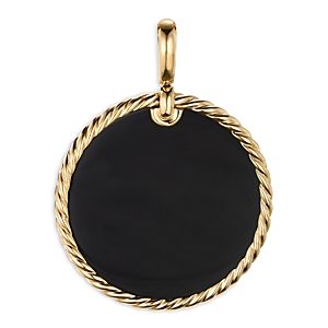 David Yurman 18K Yellow Gold Dy Elements Disc Pendant with Black Onyx & Mother-of-Pearl- 3856011