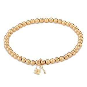 Bloomingdale's 14K Gold Beaded Love Lock Bracelet, 4mm - 100% Exclusive- 4695964