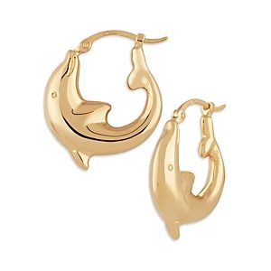 Bloomingdale's 14K Gold Small Dolphin Hoop Earrings - 100% Exclusive- 4695962