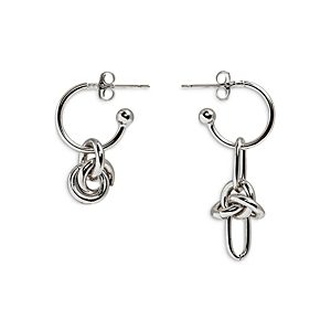 Justine Clenquet Daria Knot Charm Hoop Earrings in Palladium Tone or Gold Tone- 4717480