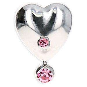 Justine Clenquet Max Pink Crystal Heart Single Drop Earring in Palladium Tone- 4717495