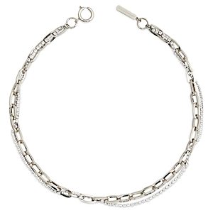 Justine Clenquet Kirsten Crystal Woven Paperclip Chain Choker Necklace in Gold Tone or Palladium Tone, 15.74L- 4717492