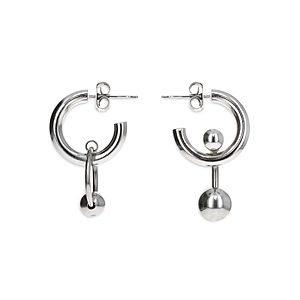 Justine Clenquet Karen Mismatch Charm Hoop Earrings in Palladium Tone- 4717491