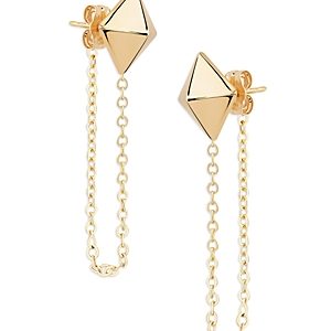 Moon & Meadow 14K Yellow Gold Pyramid Stud Draped Chain Earrings - 100% Exclusive- 4695974