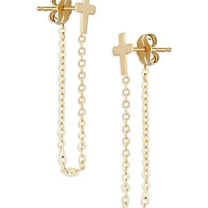 Moon & Meadow 14K Yellow Cross Draped Chain Earrings - 100% Exclusive- 4695970