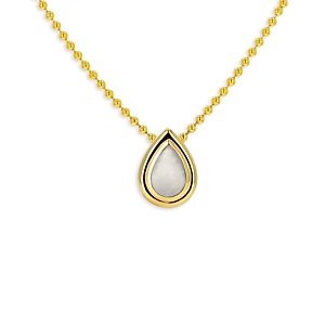 Rachel Reid 14K Yellow Gold Mother of Pearl Bezel Pear Pendant Necklace, 16- 4702767