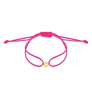 Rachel Reid 14K Gold Polished Heart Pink String Bolo Bracelet- 4702792