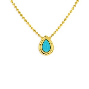 Rachel Reid 14K Yellow Gold Turquoise Double Bezel Pendant Necklace, 16- 4702768