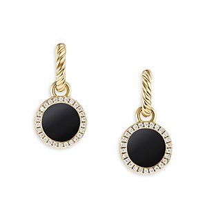 David Yurman Petite 18K Gold Dy Elements Black Onyx & Pave Diamonds Drop Earrings- 4555991