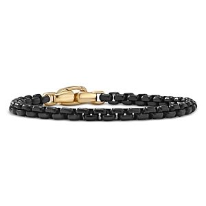 David Yurma Men's Jet Pvd Stainless Steel & 14K Gold Chain Box Chain Flex Bracelet- 4558486
