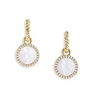 David Yurman Dy Elements Diamond Pave & Mother of Pearl Drop Earrings in 18K Gold- 4555994