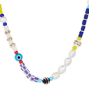Aqua Multicolor Beaded Necklace in Gold Tone Stainless Silver, 16-19 - 100% Exclusive- 4698188
