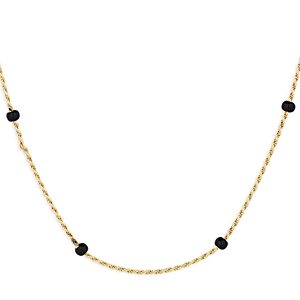 Argento Vivo Black Beaded Collar Necklace in 18K Gold Plated Sterling Silver, 16-18- 4706319