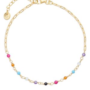 Argento Vivo Multicolor Beaded Link Bracelet in 18K Gold Plated Sterling Silver- 4706314