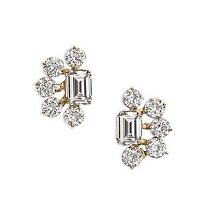 Yun Yun Sun Adella Cubic Zirconia Cluster Stud Earrings in Gold Tone- 4631523