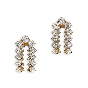 Yun Yun Sun Mirabel Cubic Zirconia Double Row Drop Earrings in Gold Tone- 4631528