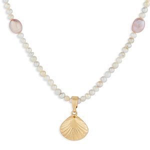 Aqua Cultured Freshwater Pearl Seashell Necklace, 17-20 - 100% Exclusive- 4664815