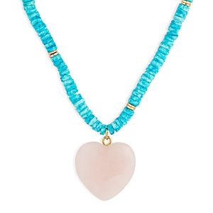 Aqua Beaded Heart Pendant Necklace, 17-20 - 100% Exclusive- 4698187