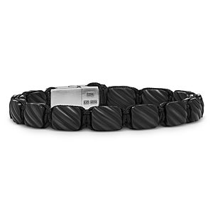 David Yurman Men's Sculpted Cable Woven Tile Bracelet in Black Titanium with Sterling Silver- 4558492