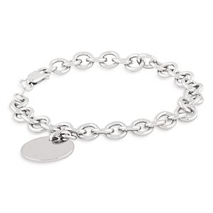 Bloomingdale's Sterling Silver Circle Tag Link Bracelet - 100% Exclusive- 4697431