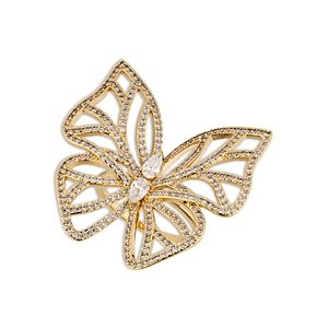 Nadri Flutter Cubic Zirconia Butterfly Cocktail Ring in 18K Gold Plated- 4705199