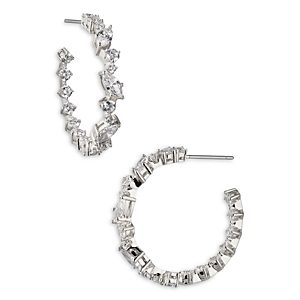 Nadri Flutter Cubic Zirconia Hoop Earrings in Rhodium Plated or 18K Gold Plated- 4705193