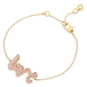 Kate Spade New York Say Yes Pave Pink Love Script Link Bracelet in Gold Tone- 4704004