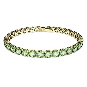 Swarovski Matrix Green Crystal Tennis Bracelet in Gold Tone- 4613567