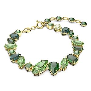 Swarovski Gema Green Crystal Flex Bracelet in Gold Tone- 4613560