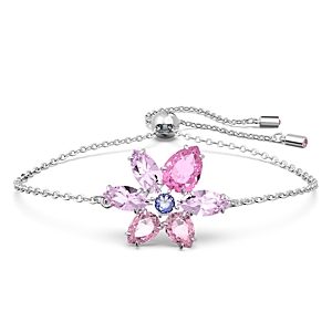 Swarovski Gema Multicolor Crystal Flower Slider Bracelet in Rhodium Plated- 4613561