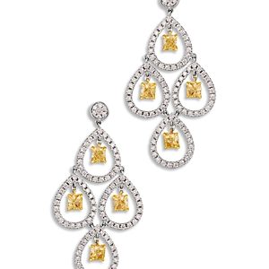 Le Vian 18K Yellow Gold & Platinum Couture Yellow & White Diamond Chandelier Drop Earrings- 4699552