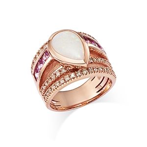 Bloomingdale's Opal, Pink Sapphire, & Diamond Pear Multirow Ring in 14K Rose Gold - 100% Exclusive- 4731630