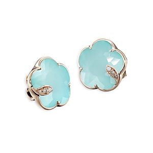 Pasquale Bruni 18K Rose Gold Petit Joli Turquoise & White Moonstone Doublet & Diamond Stud Earrings- 4723512