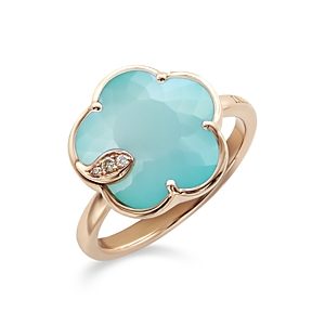 Pasquale Bruni 18K Rose Gold Petit Joli Turquoise & White Moonstone Doublet & Diamond Ring- 4723510