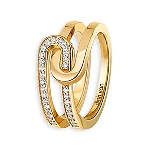 Dinh Van 18K Yellow Gold Maillon Diamond Interlocking Ring- 4443881