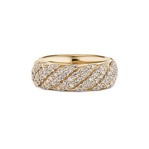 David Yurman Sculpted Cable Band Ring in 18K Yellow Gold with Pave Diamonds- 4556046