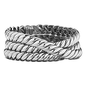 David Yurman Sterling Silver Sculpted Cable Link Wrap Bracelet- 4556082