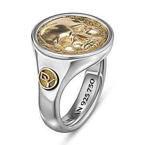 David Yurman Men's Life & Death Duality Signet Ring in Sterling Silver with 18K Yellow Gold- 4558509