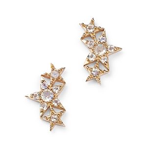 Moon & Meadow 14K Yellow Gold Moonstone Star Cluster Stud Earrings- 4707457